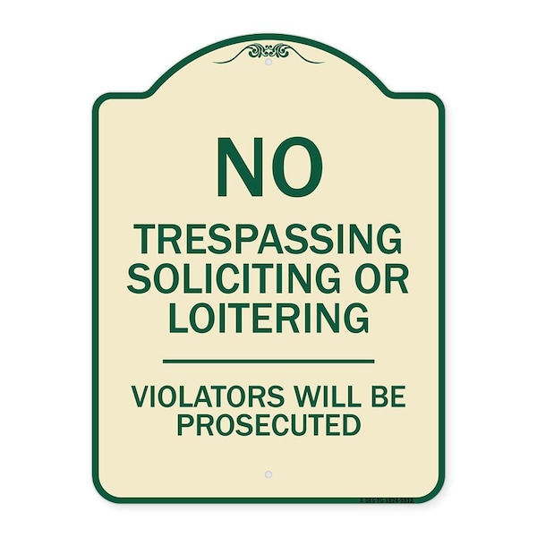 Designer Series-No Trespassing Soliciting Or Loitering Violators Will Be Prose, 24" H, TG-1824-9812